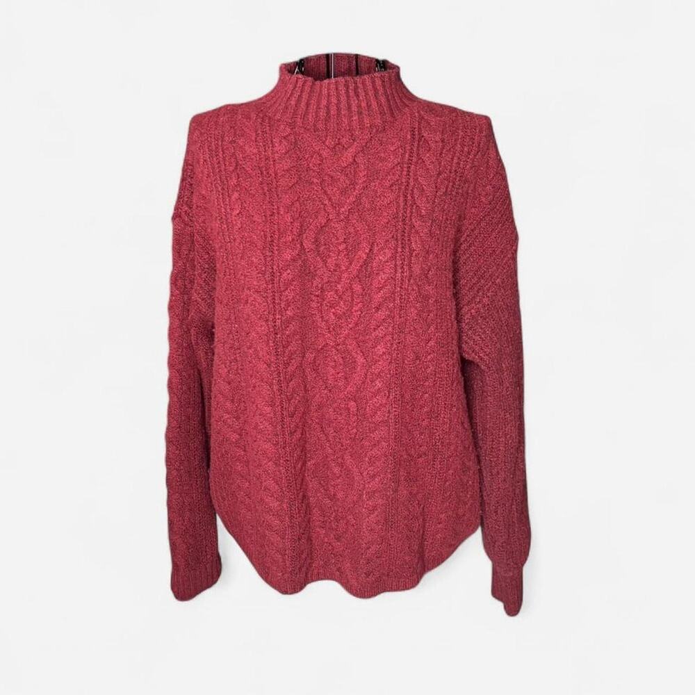 Old Navy SoSoft Cable-Knit Mock Neck Sweater Burgundy Marl Medium